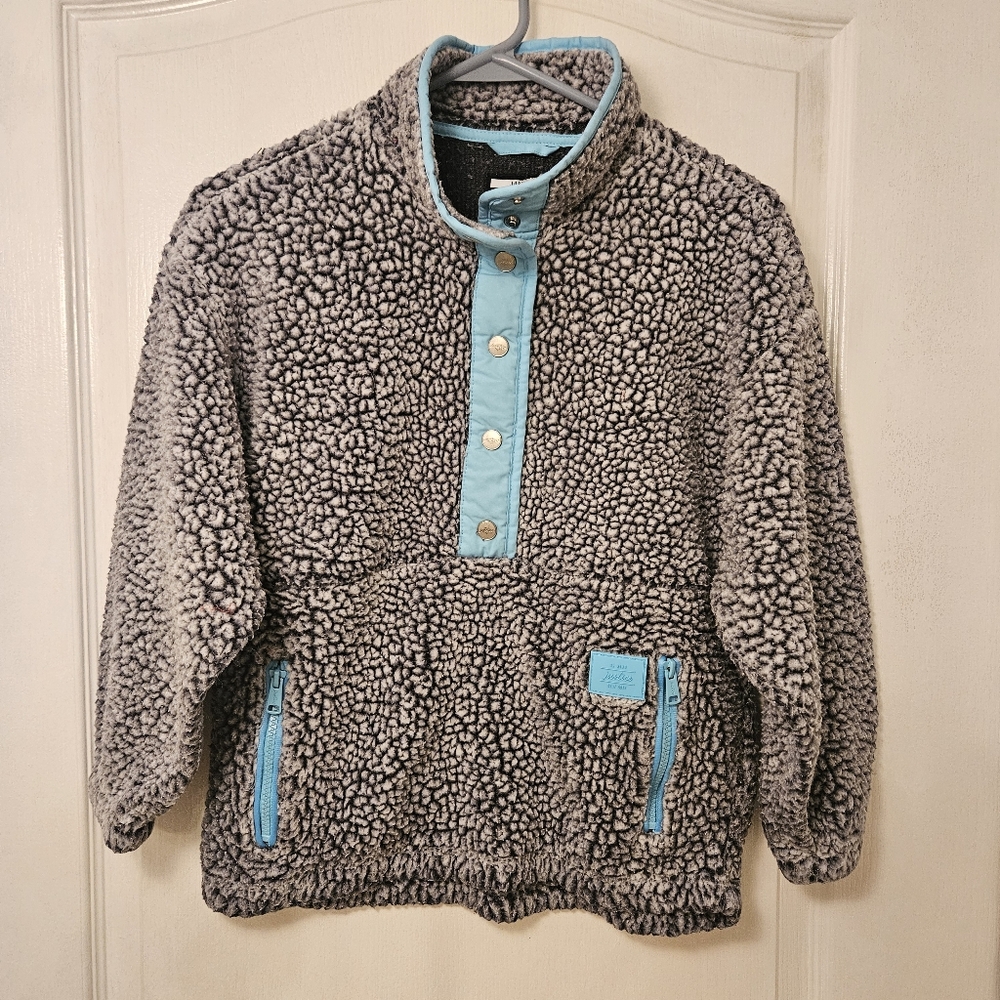 Girl's JUSTICE Sherpa fuzzy faux fur pullover with pockets size 10 - Picture 1 of 10